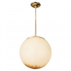 Brass pendant with spherical opaque shade